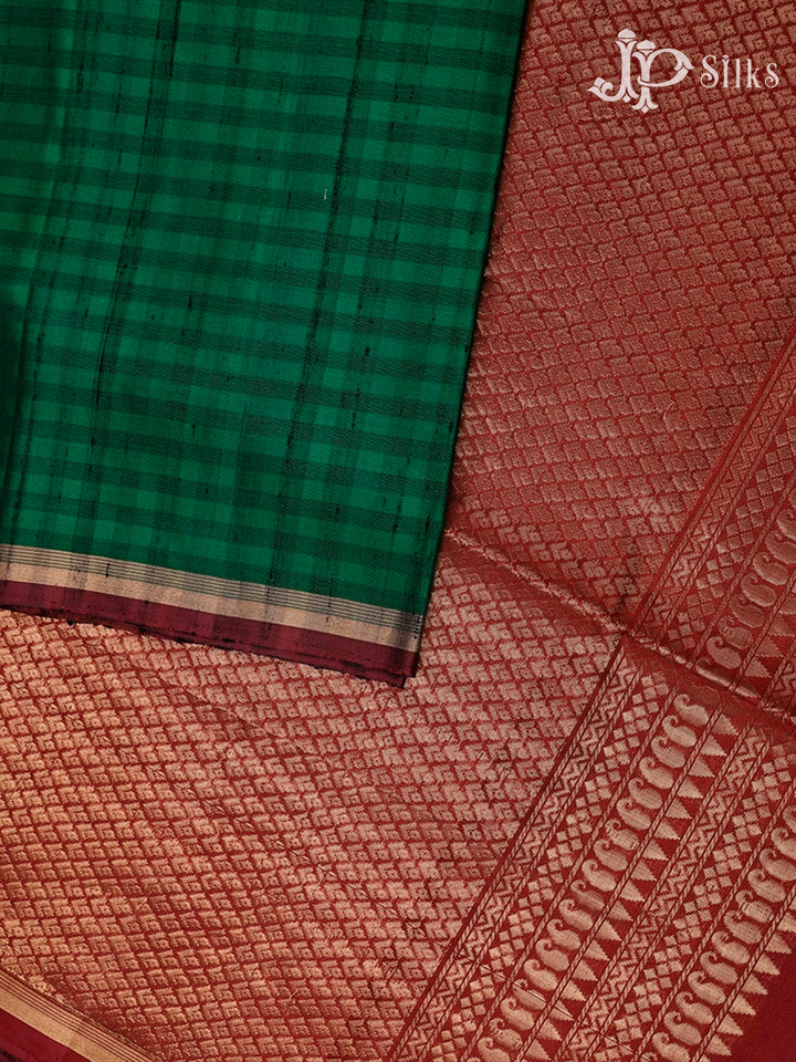Bottle Green And Maroon Soft Silk Saree - F3551