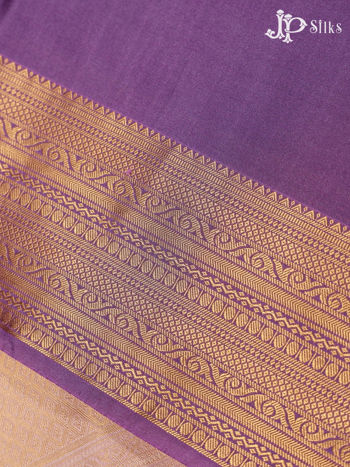 Dark Lavender & Beige Semi Soft Silk Saree - F3539-view4