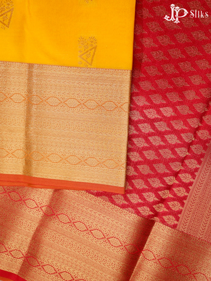Yellow and Red Art Silk Saree - G308