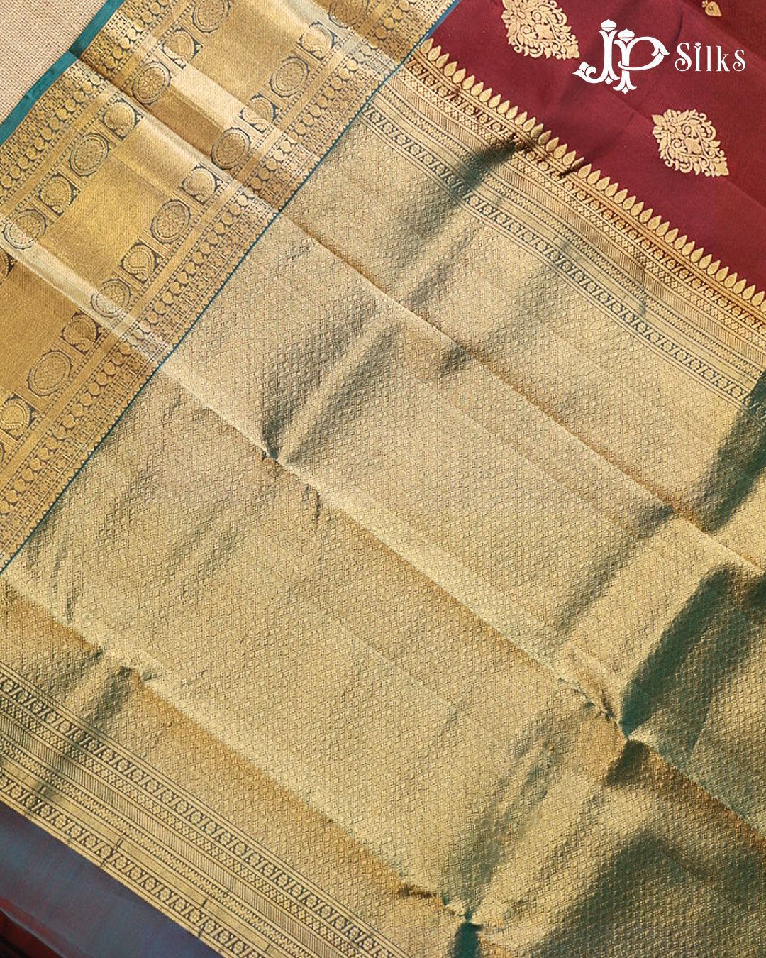 Maroon & Peacock Blue Pure Silk Mix Saree - G933