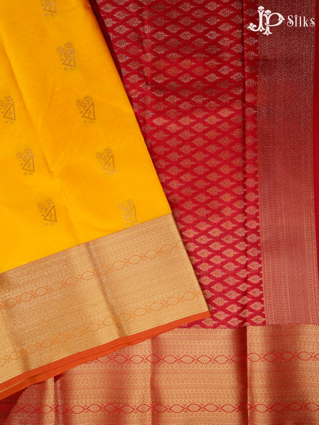 Yellow and Red Art Silk Saree - G308