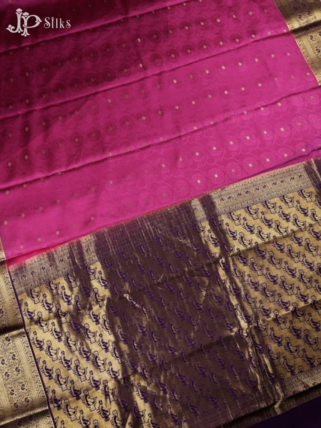 Dark Onion Pink And Light Violet Mysore Silk Saree - D4770