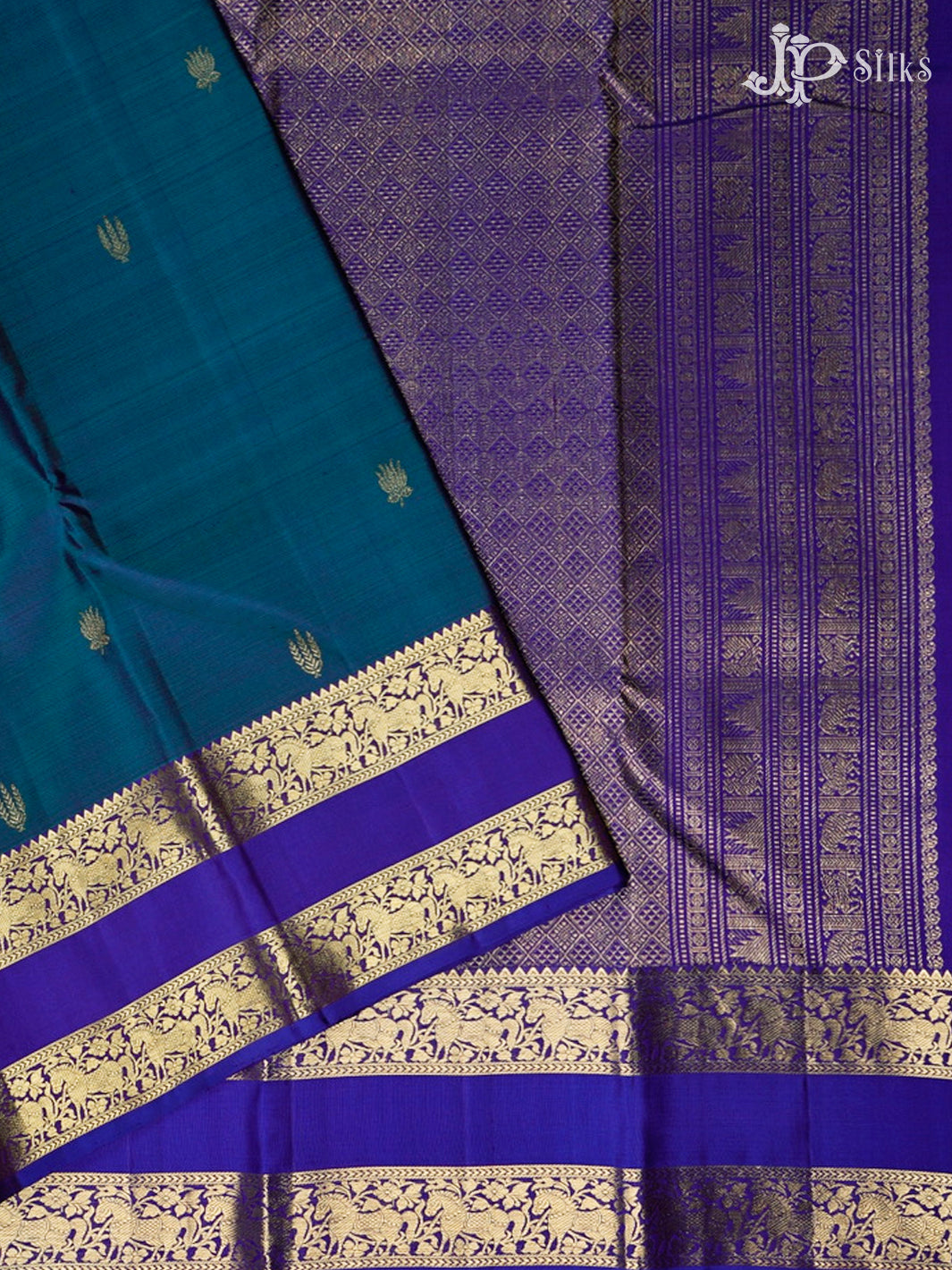 Dark Ramar Blue And Violet Blue Kanchipuram Silk Saree - F3620