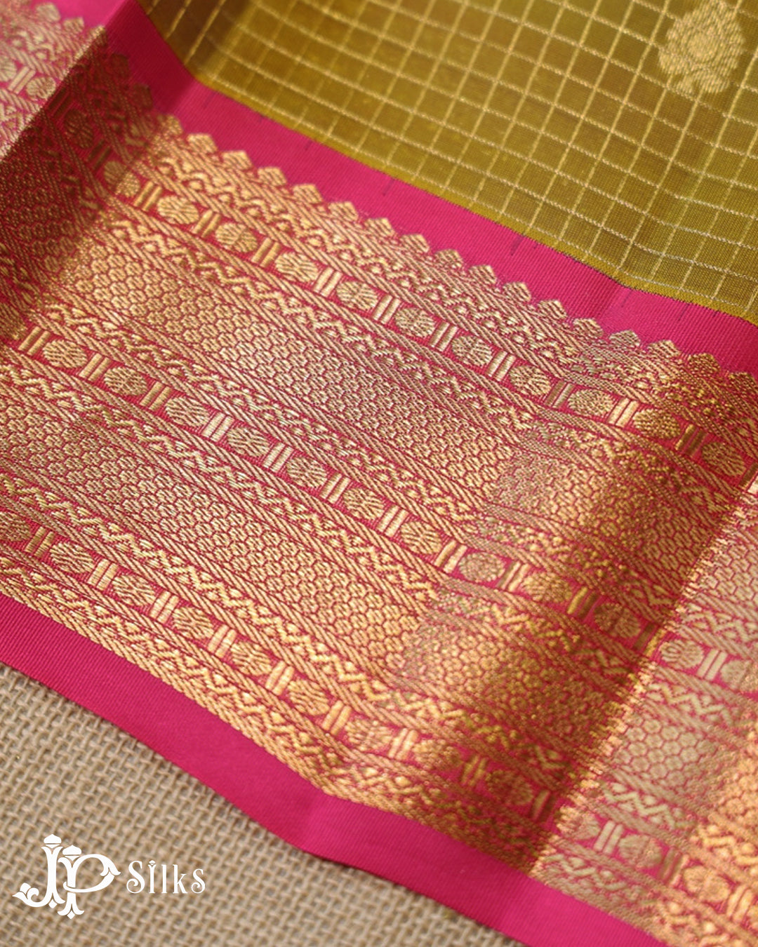 Mehandi Green & Rani Pink Pure Silk Mix Saree - G937