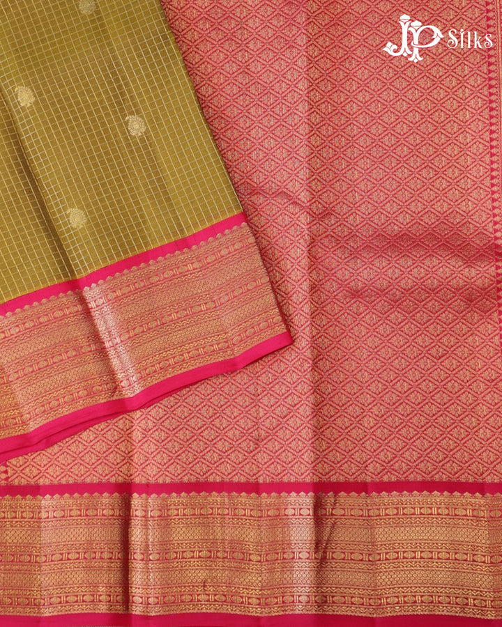 Mehandi Green & Rani Pink Pure Silk Mix Saree - G937