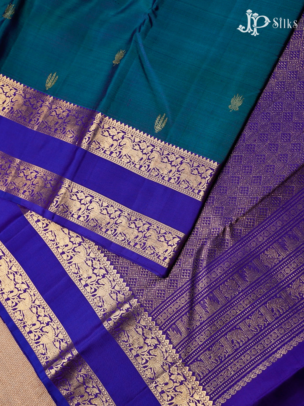 Dark Ramar Blue And Violet Blue Kanchipuram Silk Saree - F3620