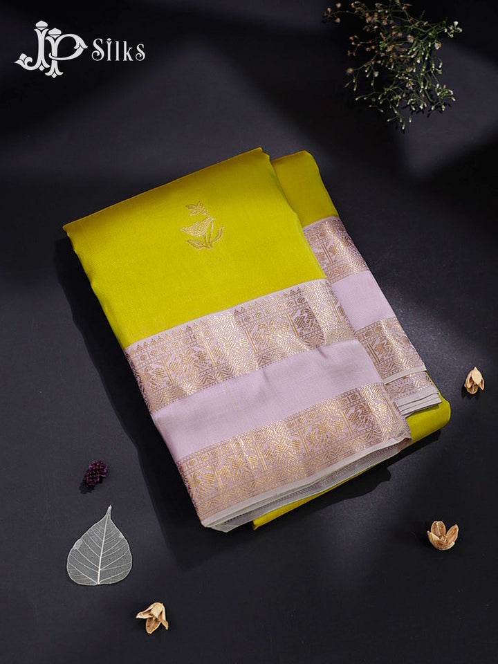 Lemon Yellow and Baby Pink Silk Mix Saree - H22
