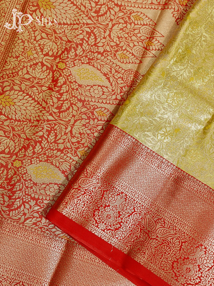 Yellow and Red Art Silk Saree - H16