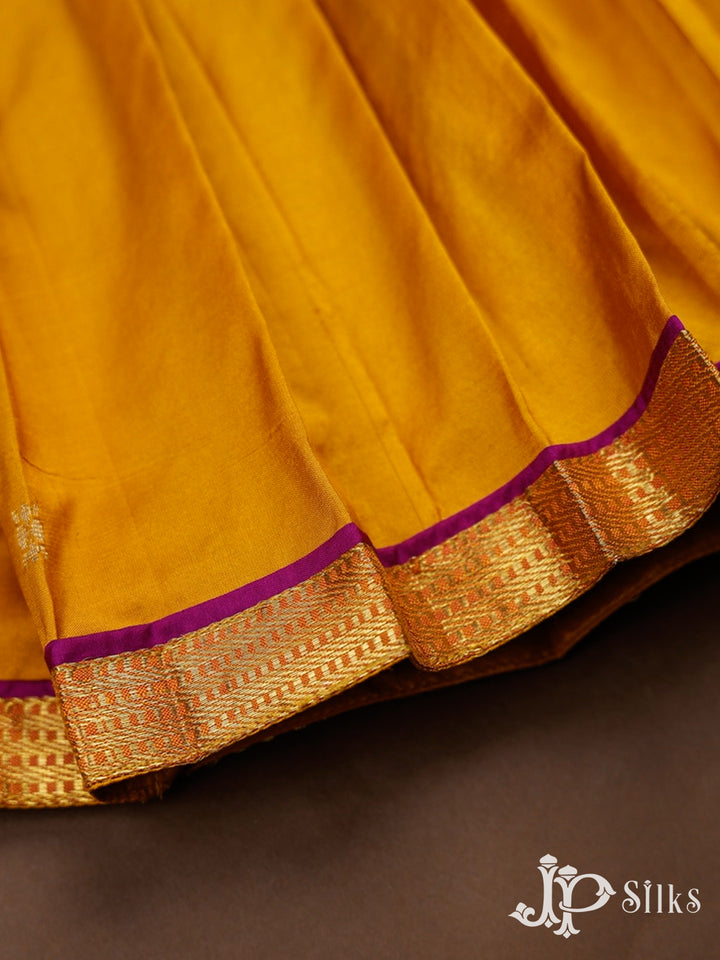 Mustard Yellow Pure Silk Kids Readymade Dress | 6 m - 12 m - F3534