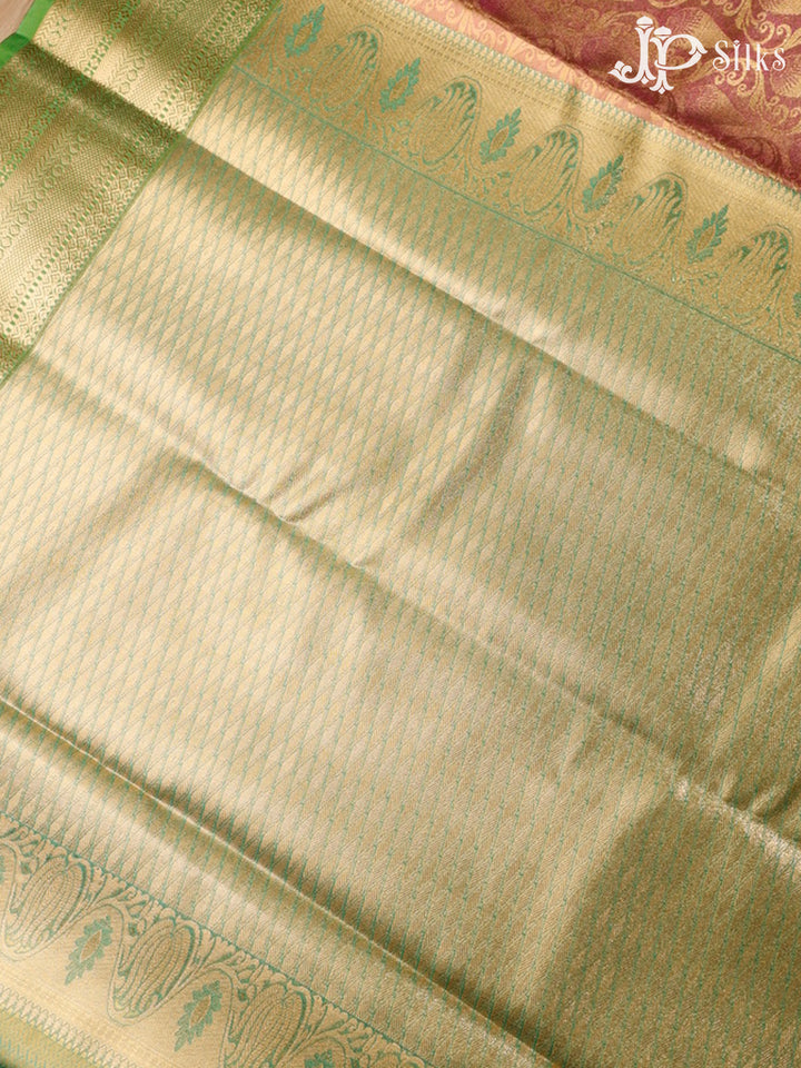 Pink and Light Green Art Silk Saree - G296