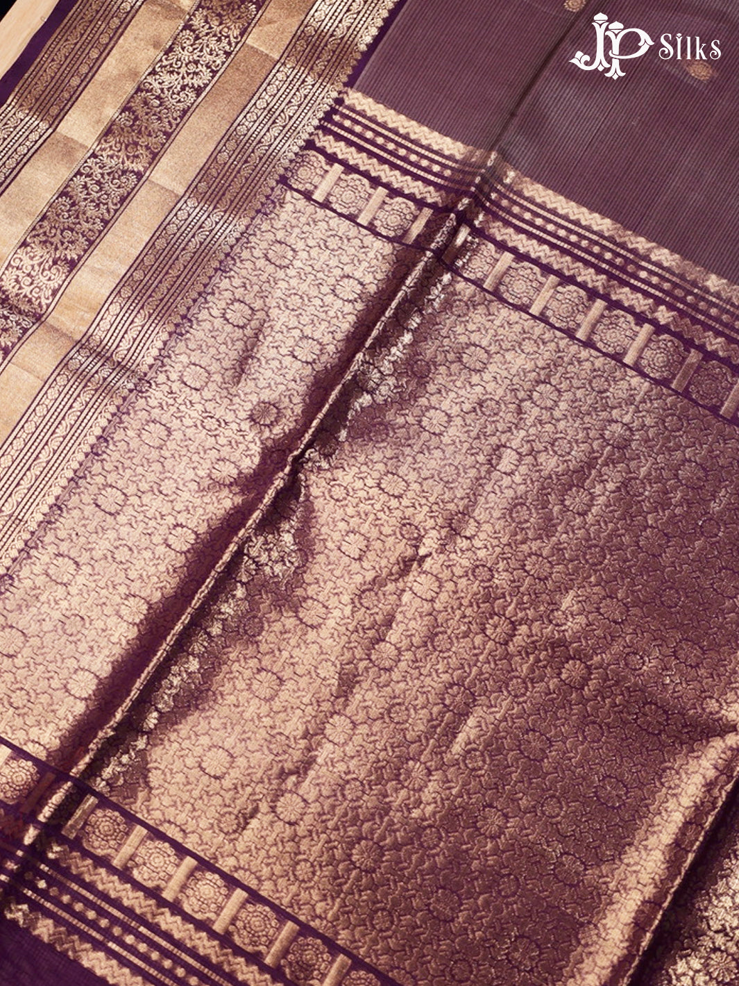 Greyish Violet and Violet Kora Cotton Saree - G340