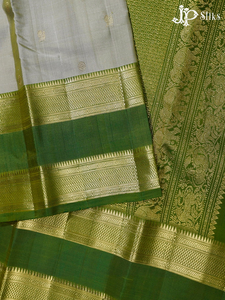 Greyish Green and Leaf Green Kanchipuram Silk Saree - G421