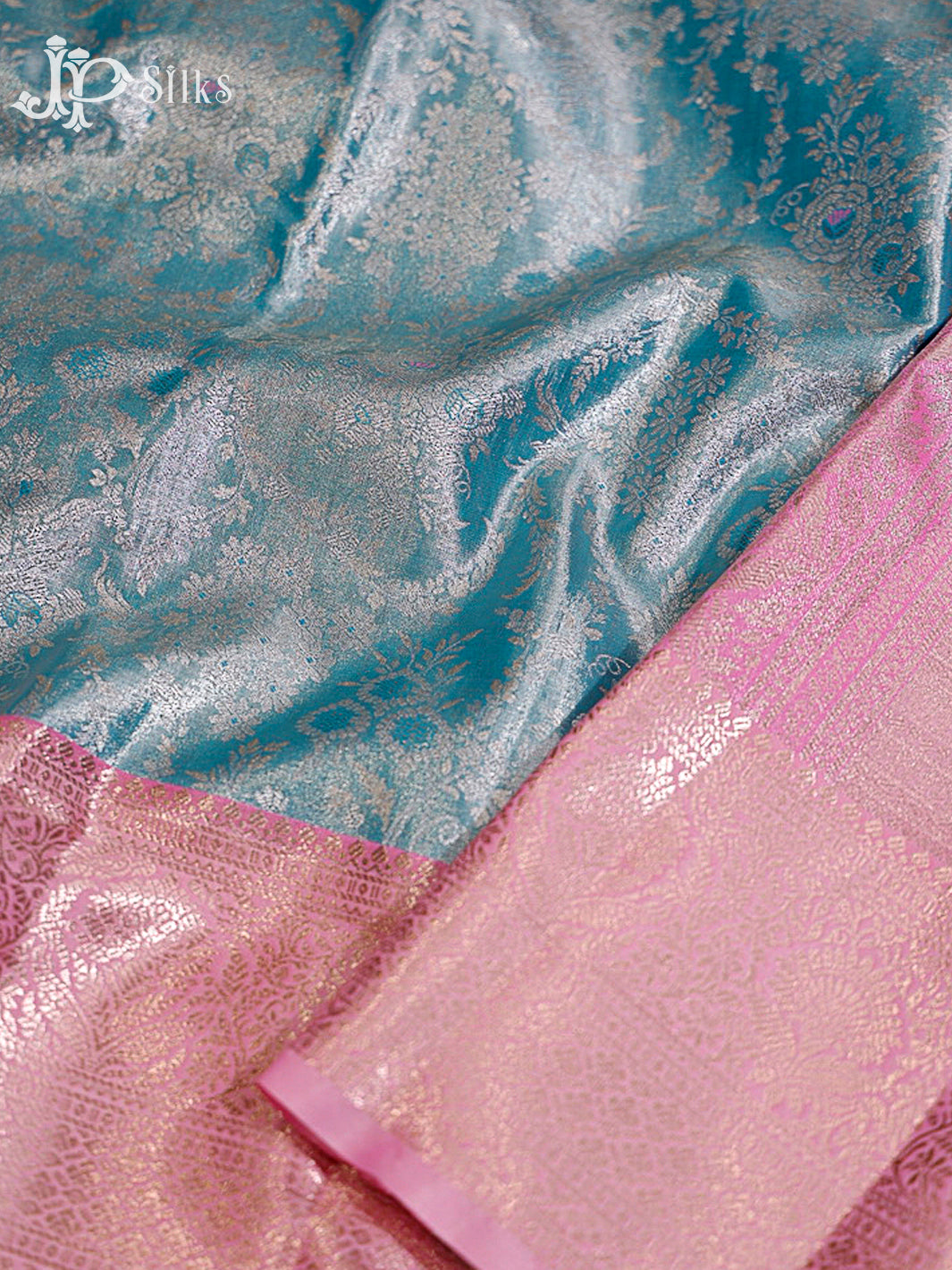 Sky Blue and Baby Pink Art Silk Saree - H15