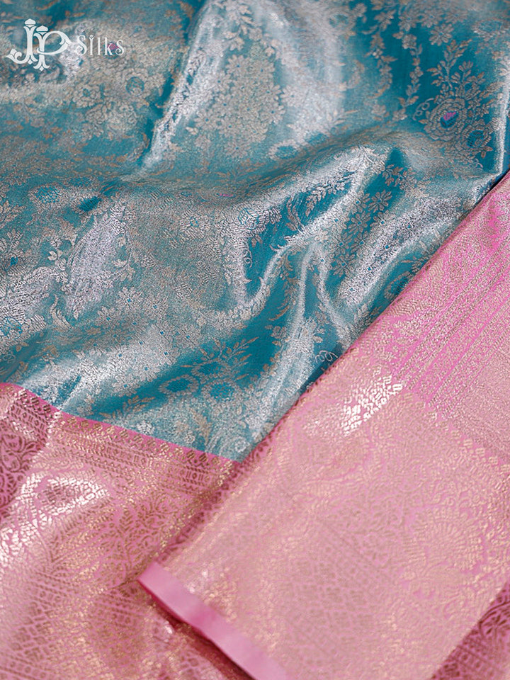 Sky Blue and Baby Pink Art Silk Saree - H15