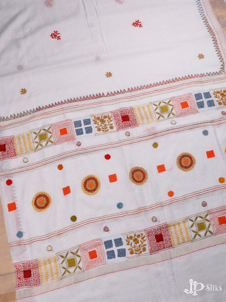 White Semi Tussar Saree - G26
