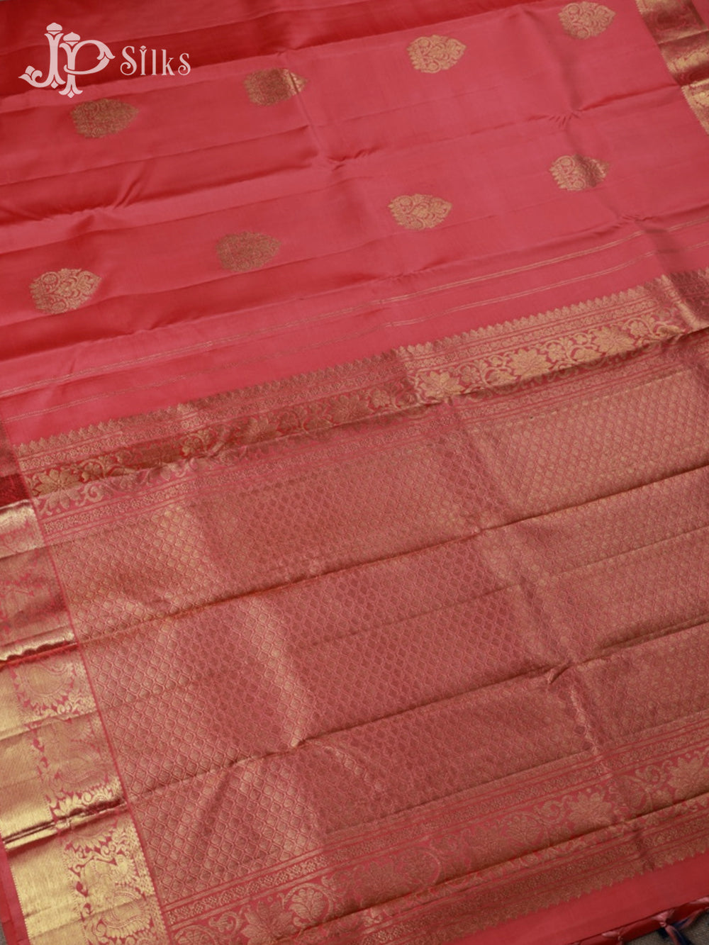 Reddish Orange Kanchipuram Silk Saree - F433 - View 2