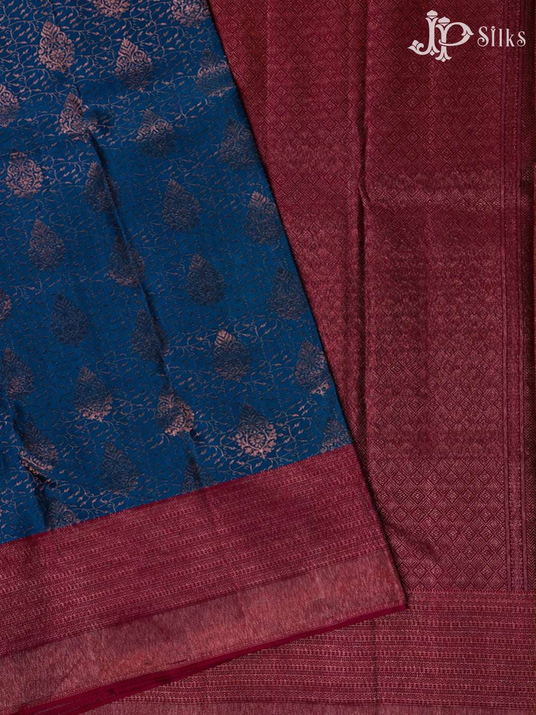 Cobalt Blue with Dark Magenta Kanchipuram Silk Saree - E2484 - View 2