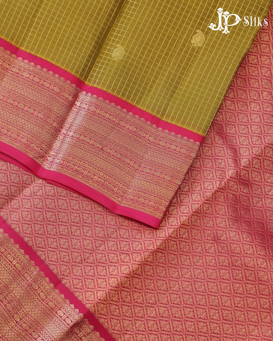 Mehandi Green & Rani Pink Pure Silk Mix Saree - G937
