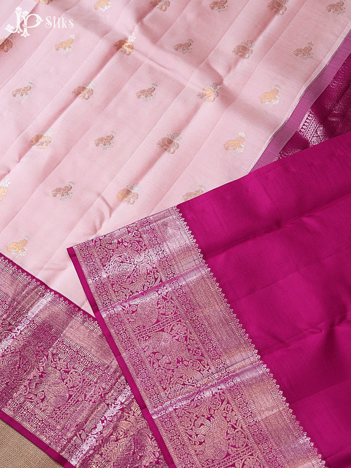 Baby Pink & Dark Hot Pink Kanchipuram Silk Saree - G851