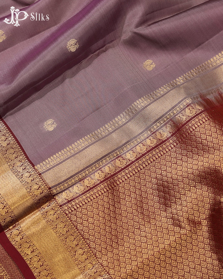 Lavender Purple & Maroon Pure Silk Mix Saree - G922