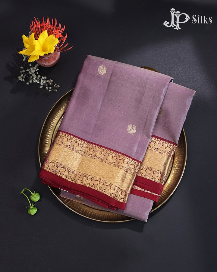 Lavender Purple & Maroon Pure Silk Mix Saree - G922