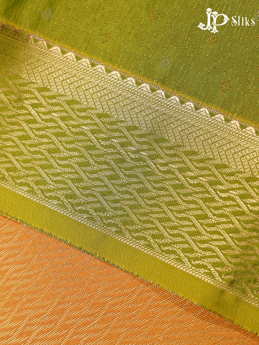 Green & Light Orange Semi Soft Silk Saree - F3585-view3