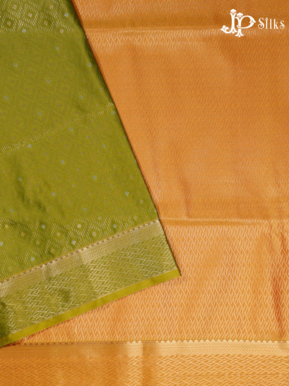 Green & Light Orange Semi Soft Silk Saree - F3585 - view2