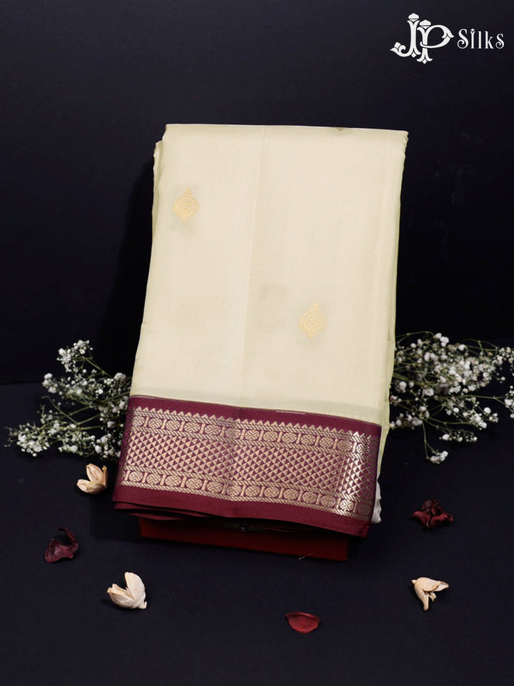 Off White and Maroon Pure Silk Mixed Saree - G371