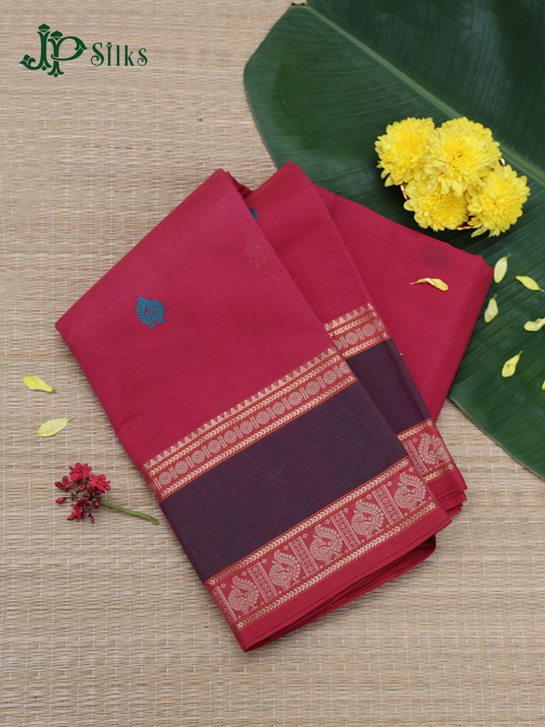 Reddish Pink Kanchi Cotton Saree - D9754-view-1