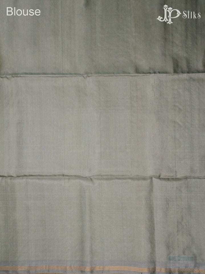 Pista Green And Grey Soft Silk Saree - F2470
