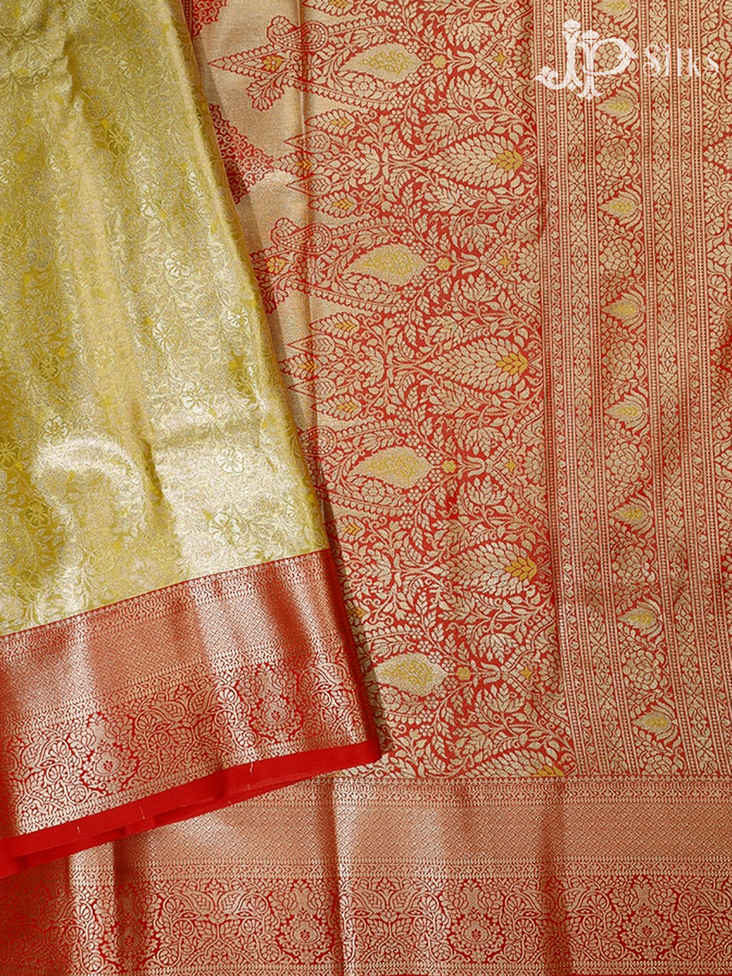 Yellow and Red Art Silk Saree - H16
