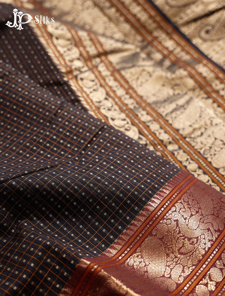 Black and Red Kanchi Cotton Saree H30