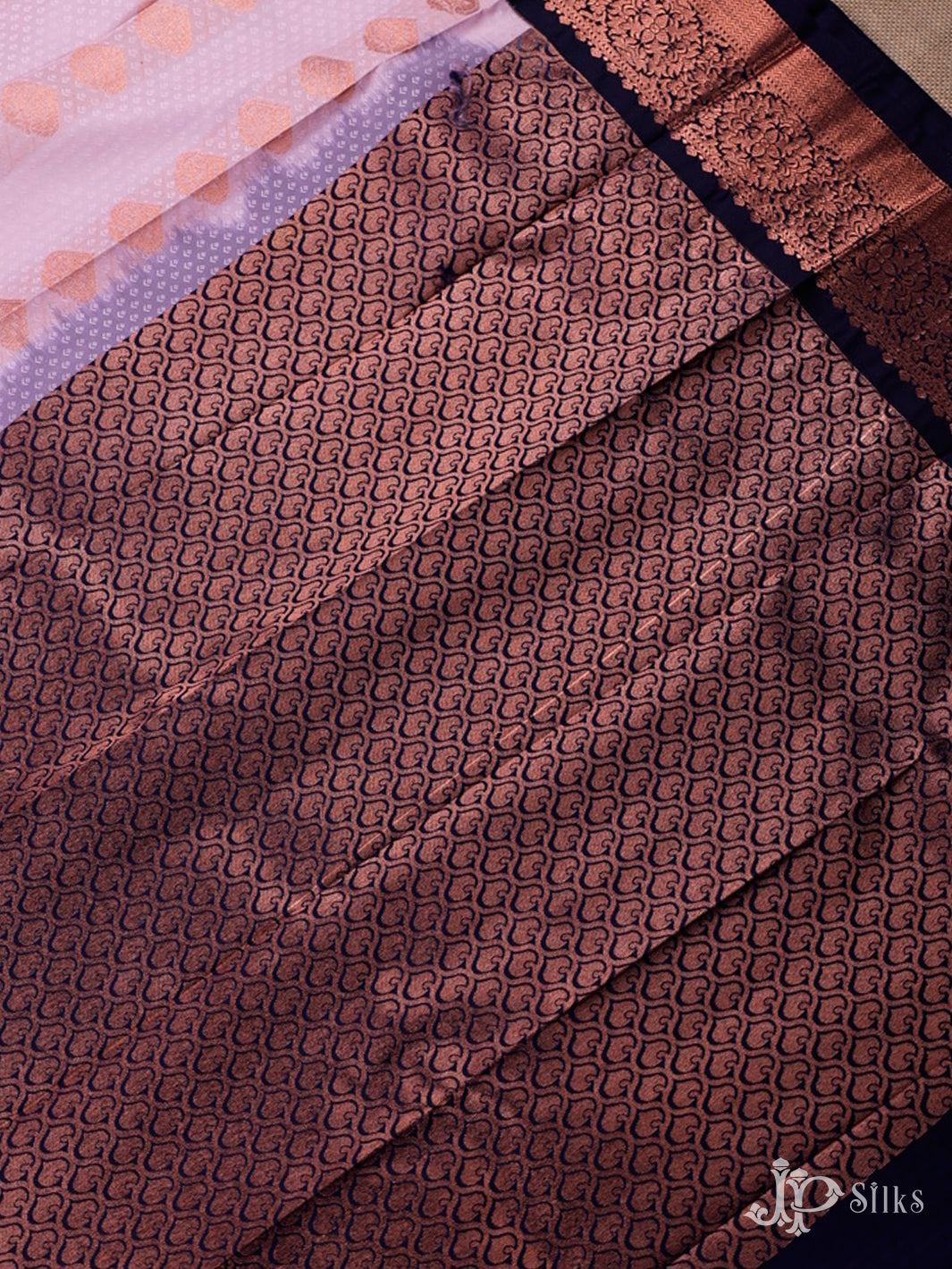 Baby Pink And Navy Blue Art Silk Saree - F3603