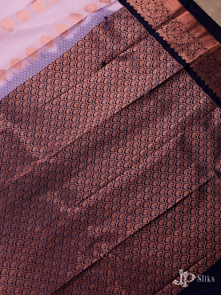 Baby Pink And Navy Blue Art Silk Saree - F3603