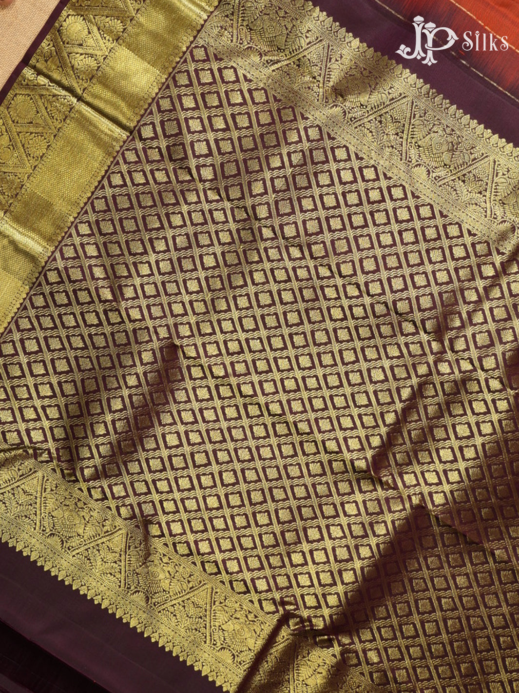 Rust Orange & Brown Kanchipuram Silk Saree - G875