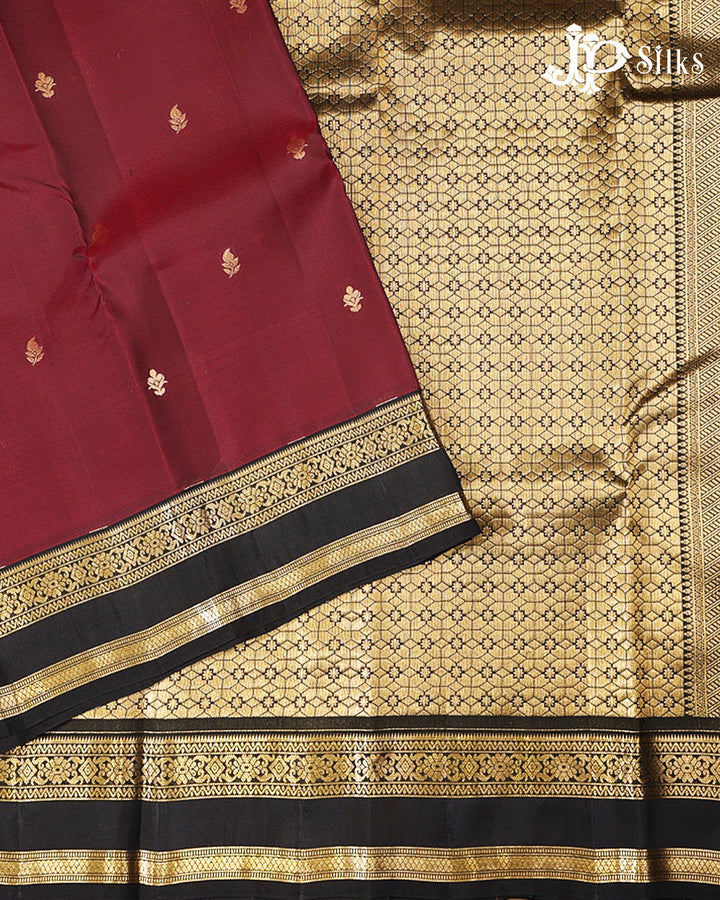 Dark Grapes & Black Pure Silk Mix Saree - G925
