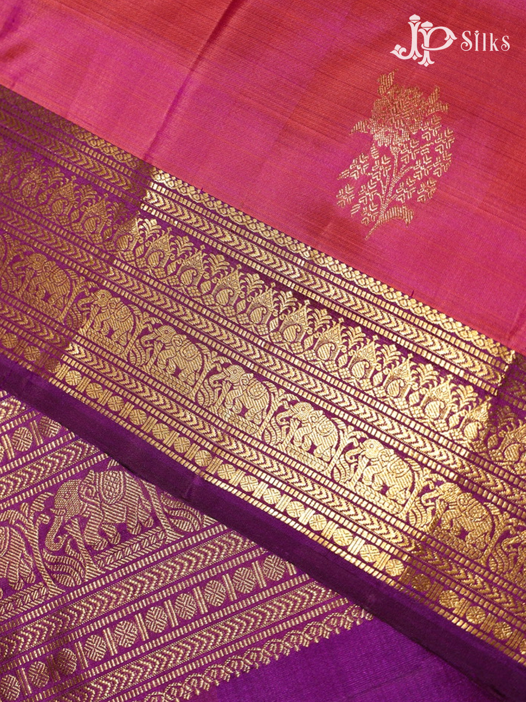 Dual Shade of Pink and Deep Purple Kanchipuram Silk Saree - G362 “View7”
