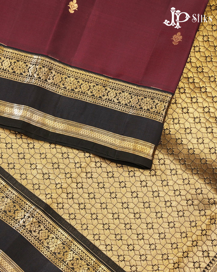 Dark Grapes & Black Pure Silk Mix Saree - G925