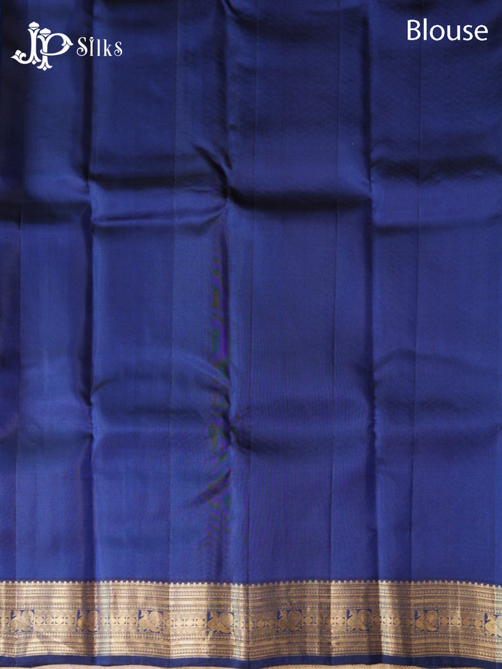 Peacock Blue & Ink Blue Pure Silk Mix Saree - G924