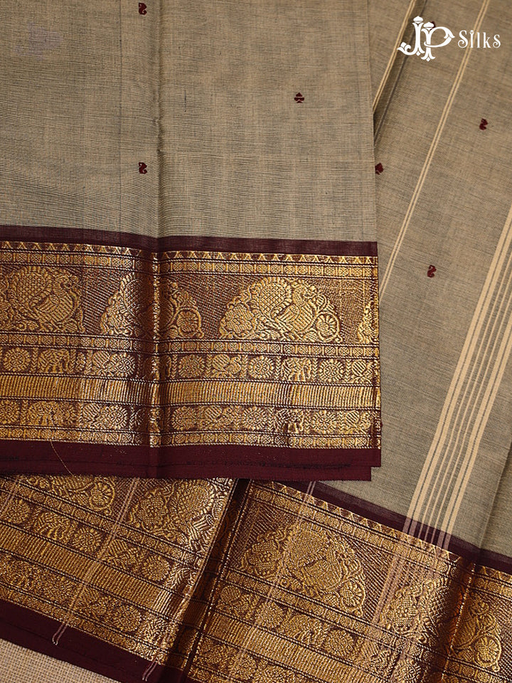 Cloud Grey Theni Cotton Saree - G884