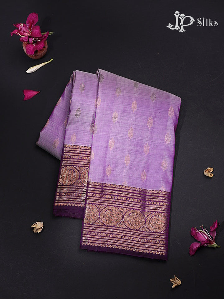 Lavender & Deep Purple Kanchipuram 2G Zari Silk Saree - G866