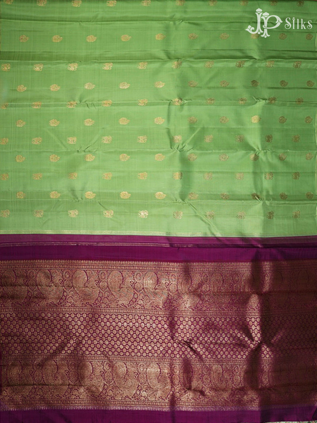 Pista Green & Deep Purple Kanchipuram 2G Zari Silk Saree - H11