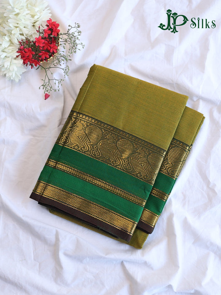 Mustard Green Theni Cotton Saree - G896