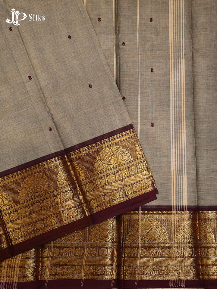 Cloud Grey Theni Cotton Saree - G884