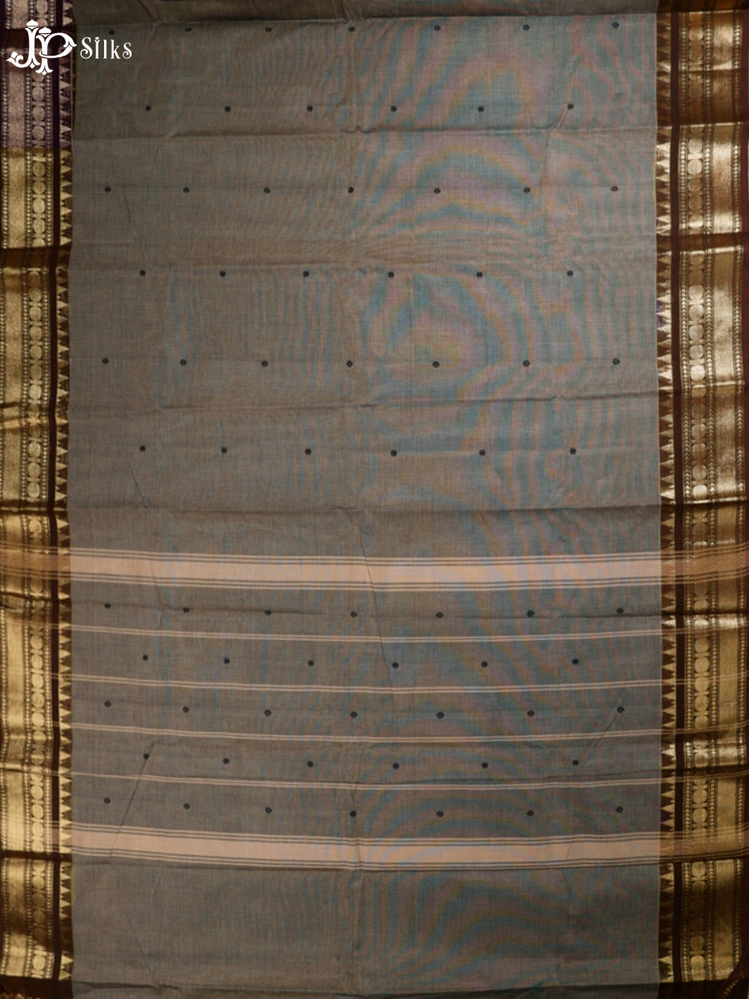Beige Grey Theni Cotton Saree - G411 “View5”