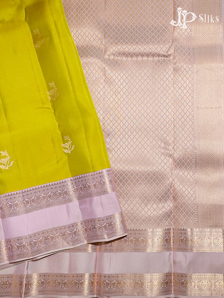 Lemon Yellow and Baby Pink Silk Mix Saree - H22
