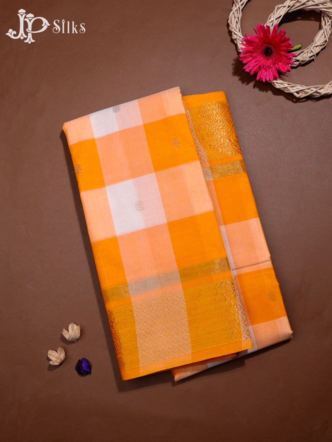 Mango Yellow & White Chettinad Cotton Saree - G399 “View1”