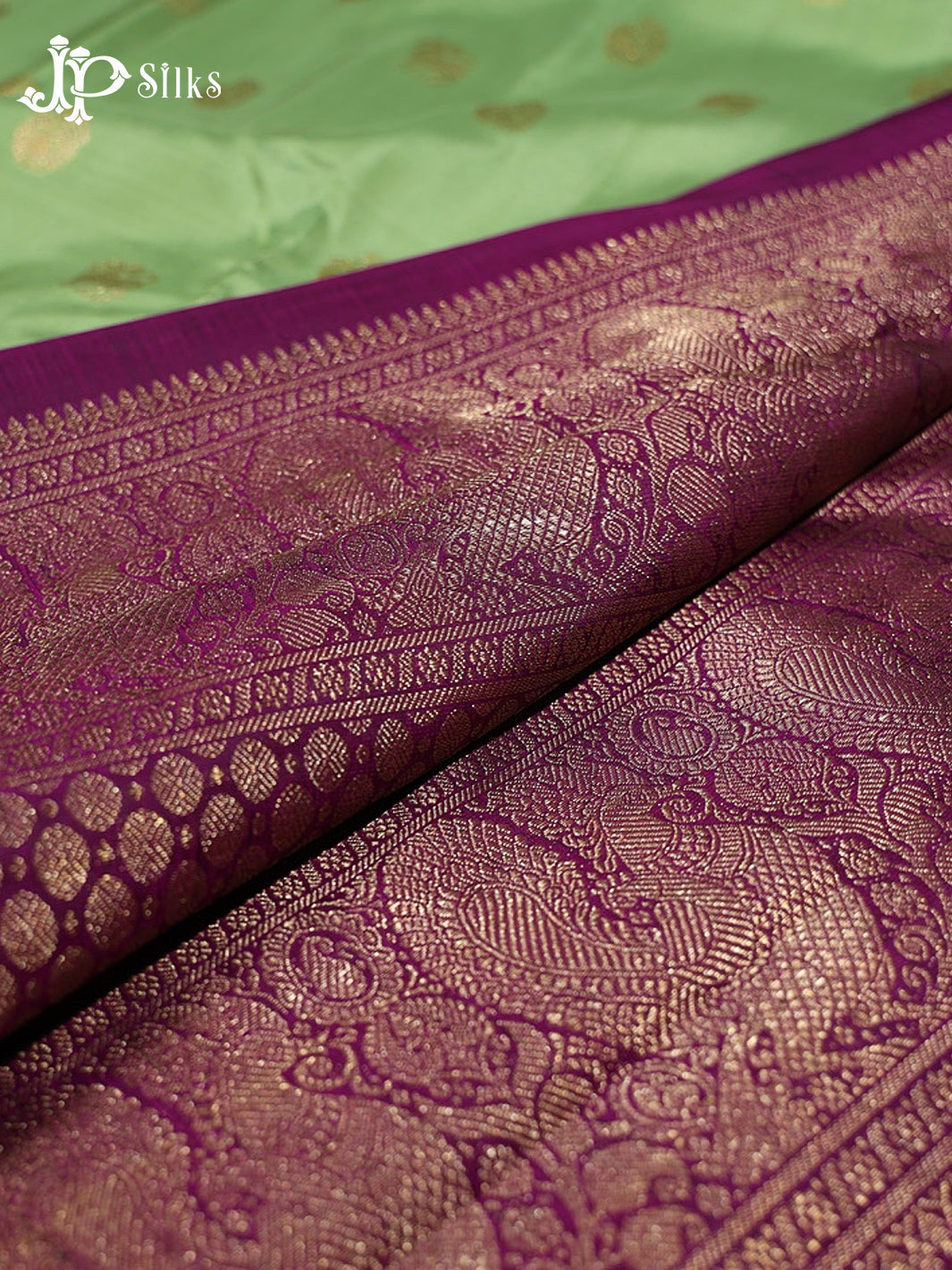 Pista Green & Deep Purple Kanchipuram 2G Zari Silk Saree - H11