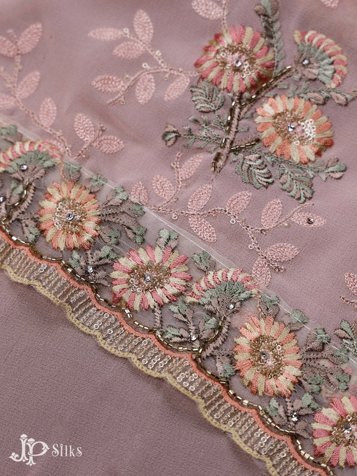 Light Pink Thread Work Salwar Suit Material - E3542