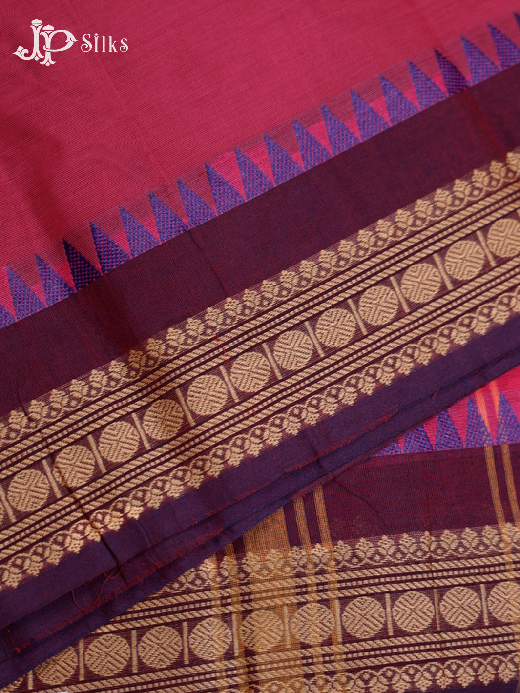 Dark Pink & Coffee Brown Theni Cotton Saree - G747
